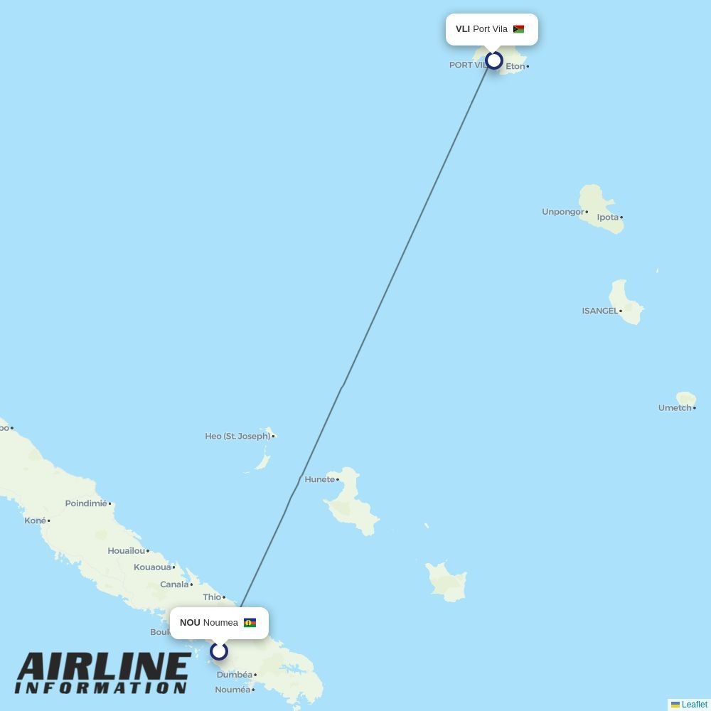 Air Caledonie routes from NOU