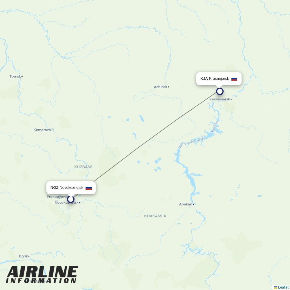 KrasAvia routes from NOZ