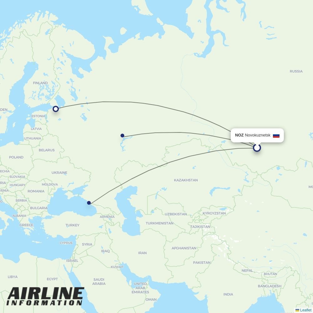 Nordwind Airlines routes from NOZ