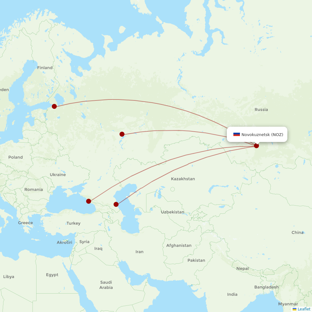 Nordwind Airlines at NOZ route map