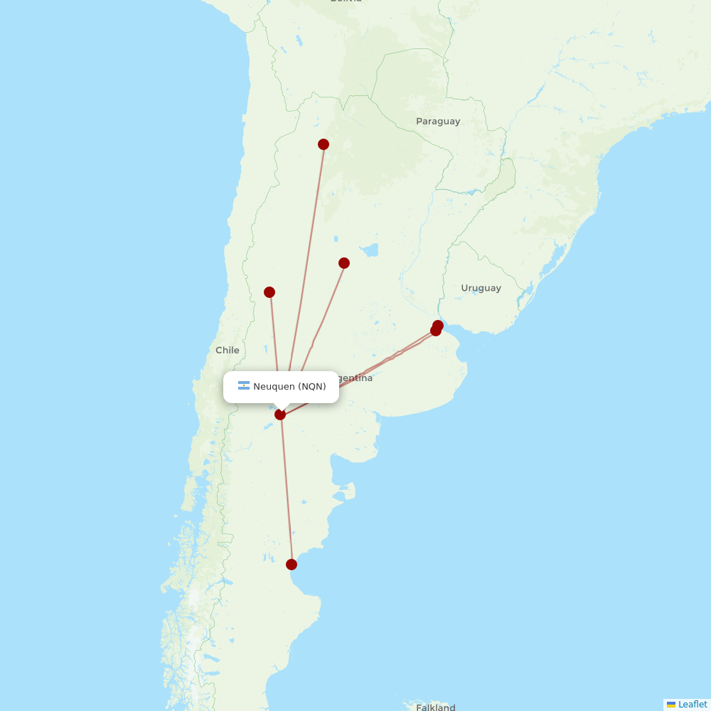 Aerolineas Argentinas at NQN route map
