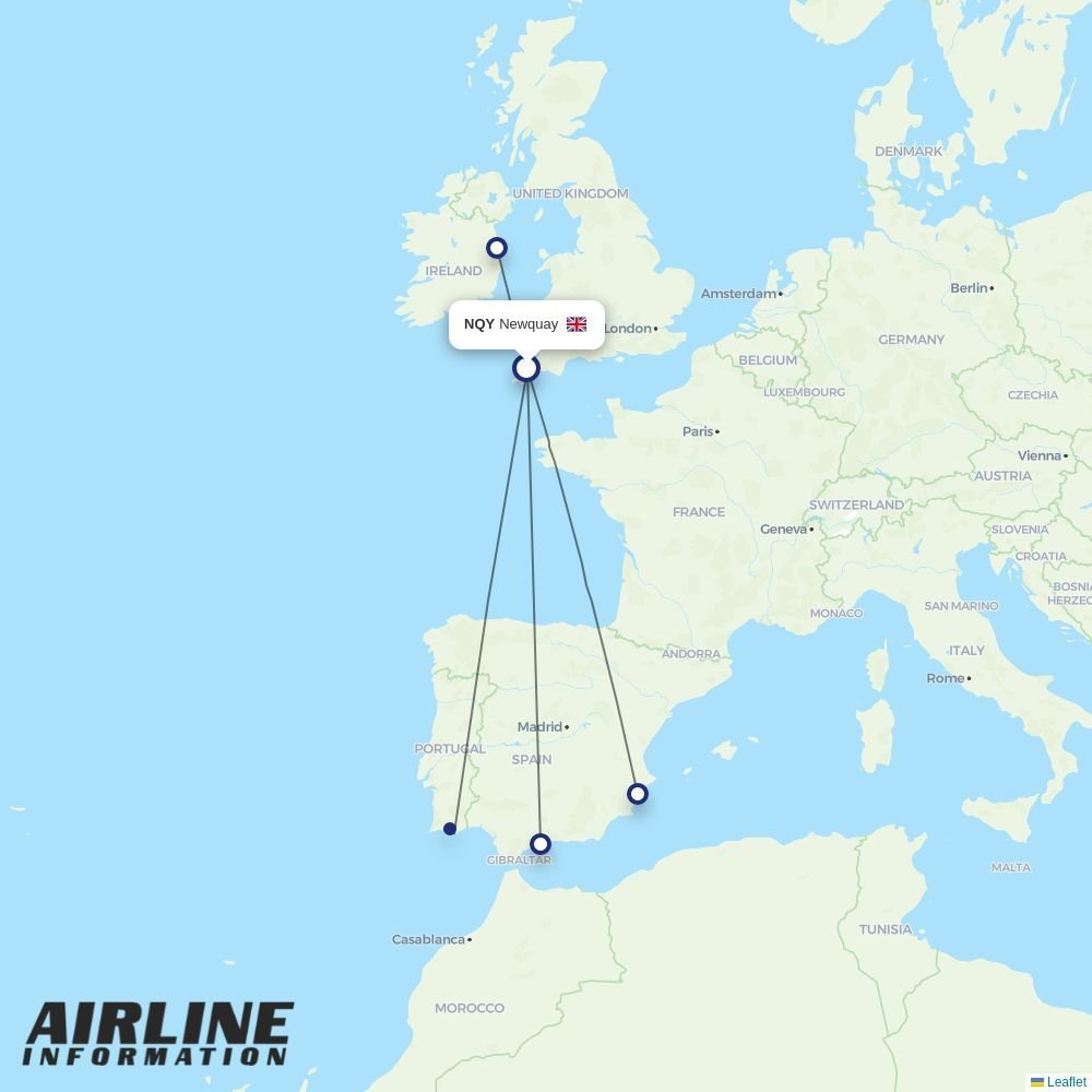 Ryanair routes from NQY