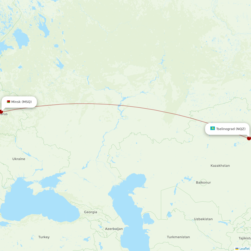 Belavia at NQZ route map