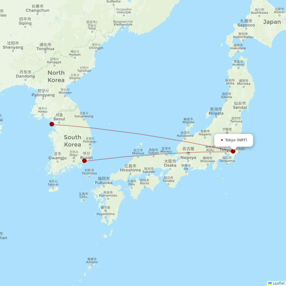 Jeju Air at NRT route map
