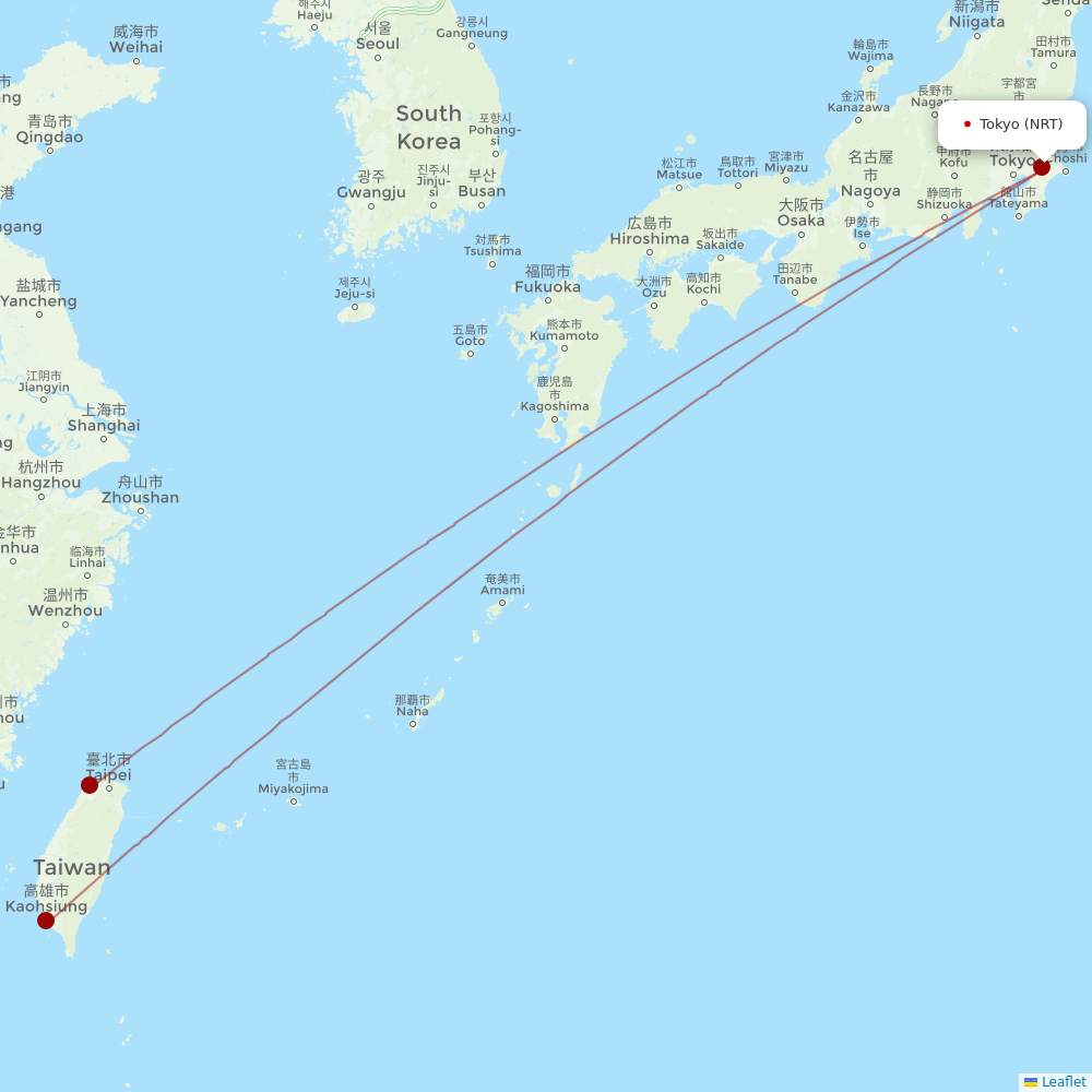 EVA Air at NRT route map