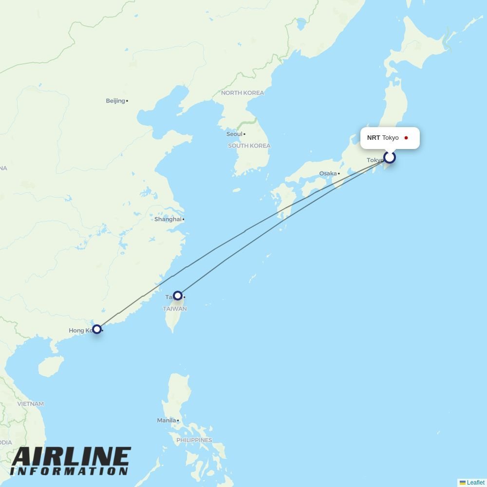 Cathay Pacific routes from NRT