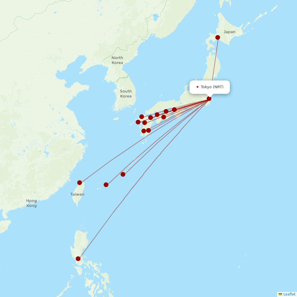 Jetstar Japan at NRT route map