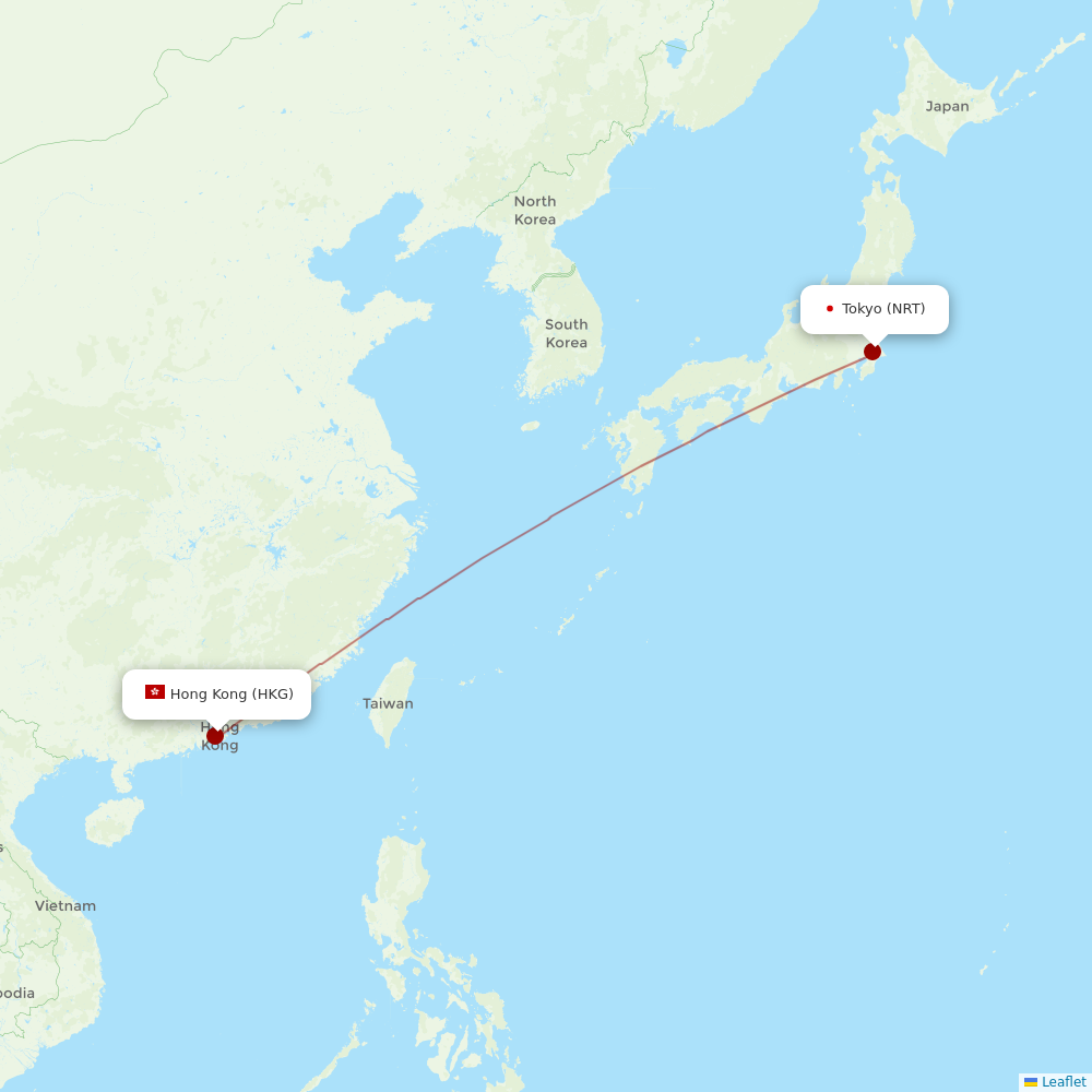 Hong Kong Airlines at NRT route map