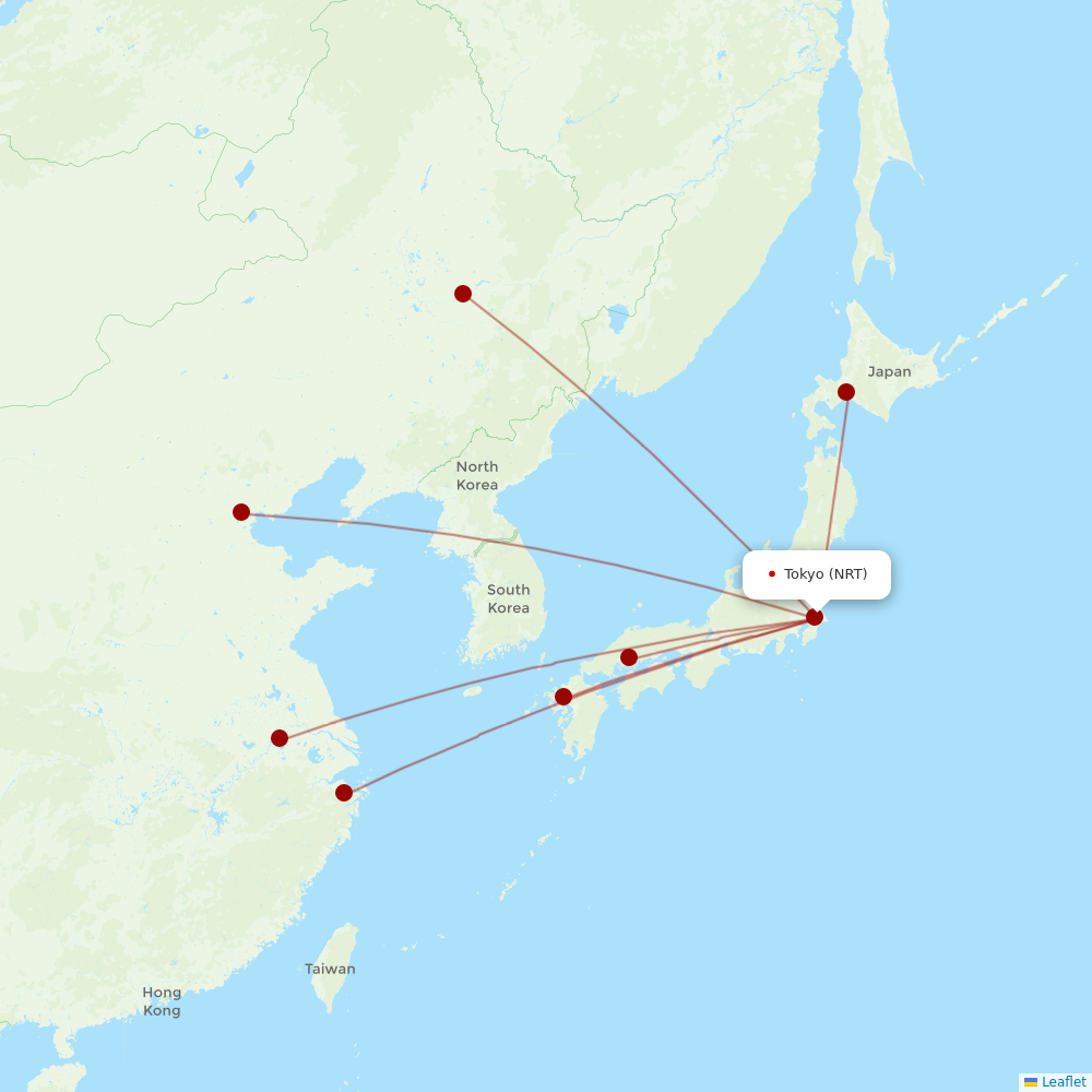 Spring Airlines Japan at NRT route map