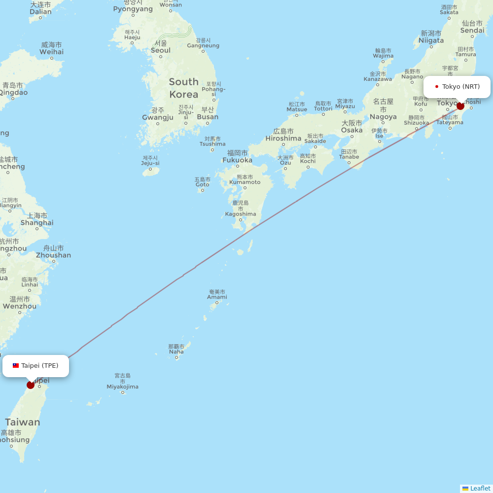 Starlux Airlines at NRT route map