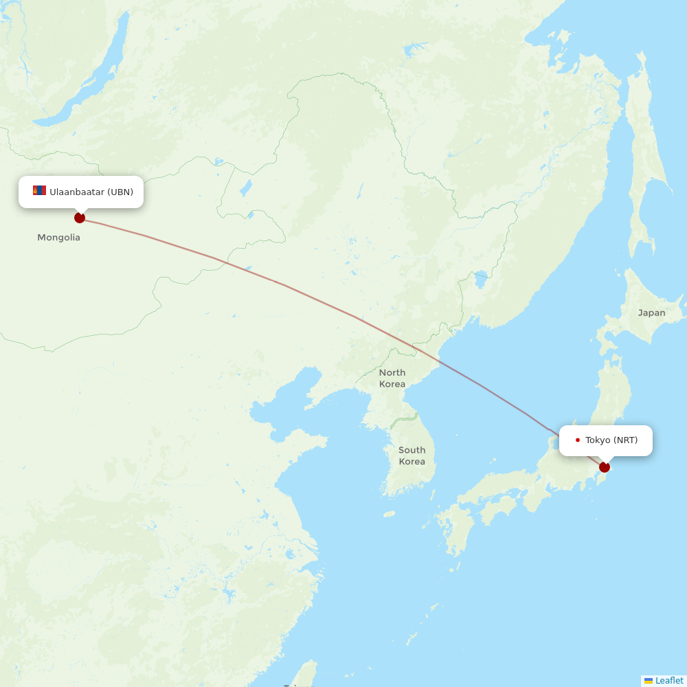 Aero Mongolia at NRT route map