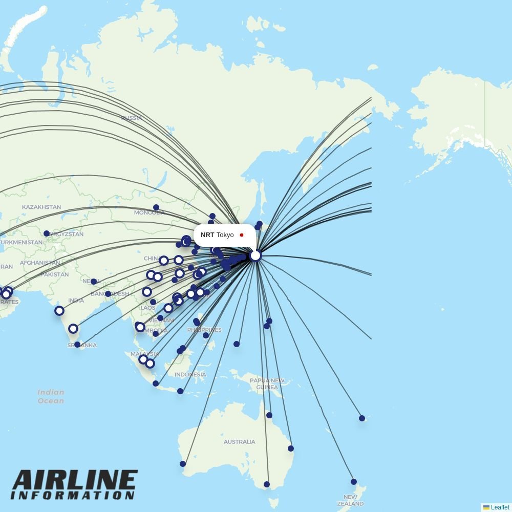 Peach Aviation routes from NRT
