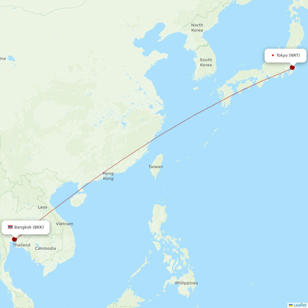 Thai Airways at NRT route map