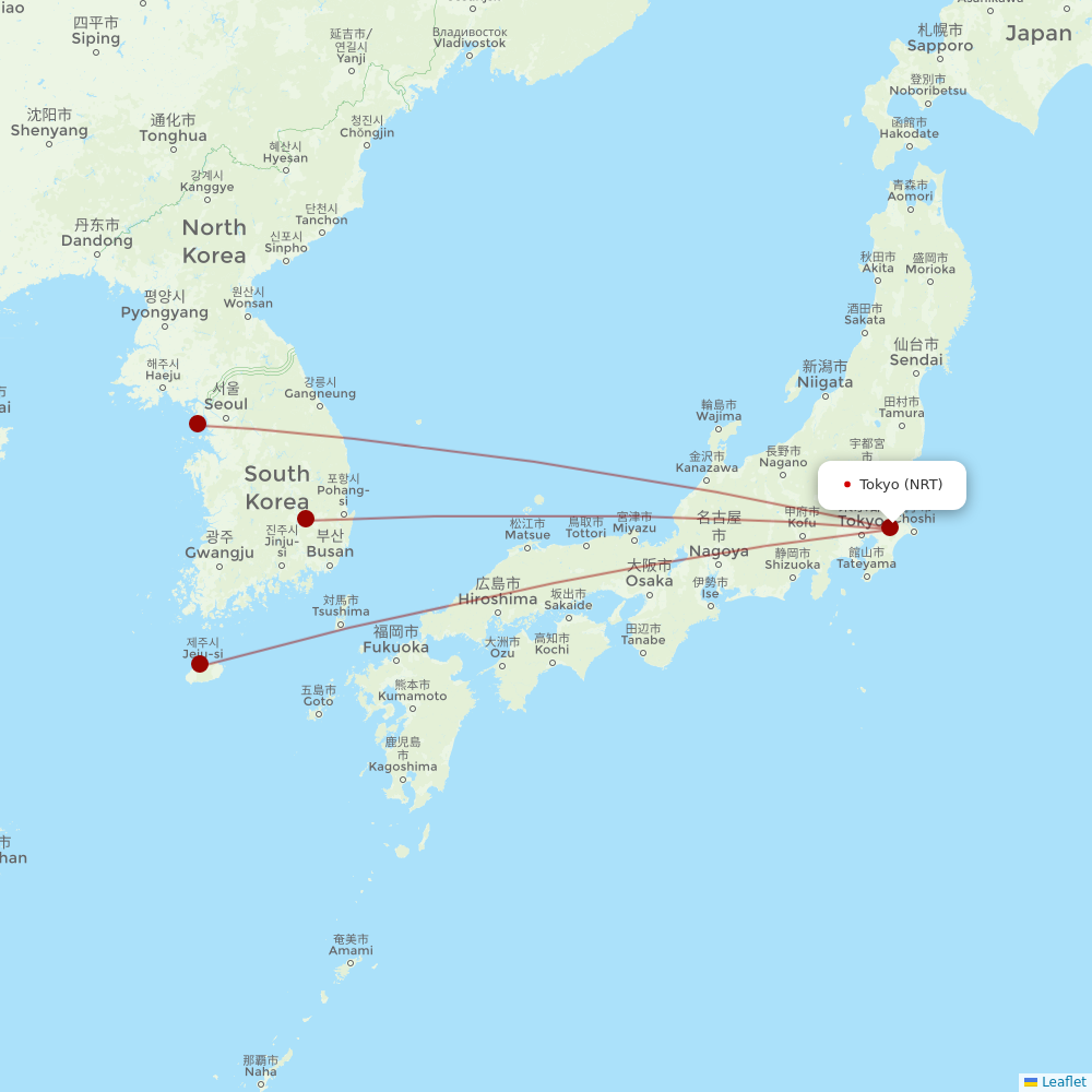T´Way Air at NRT route map