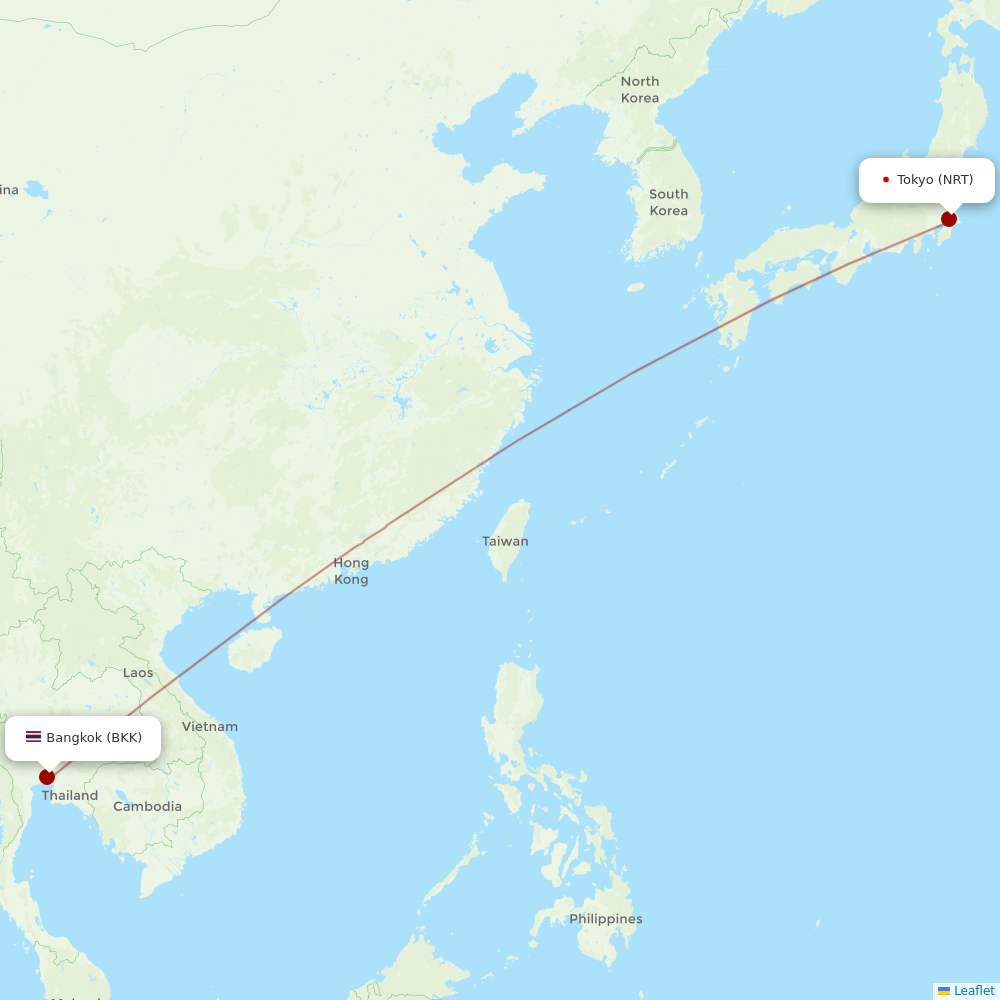 Thai AirAsia X at NRT route map