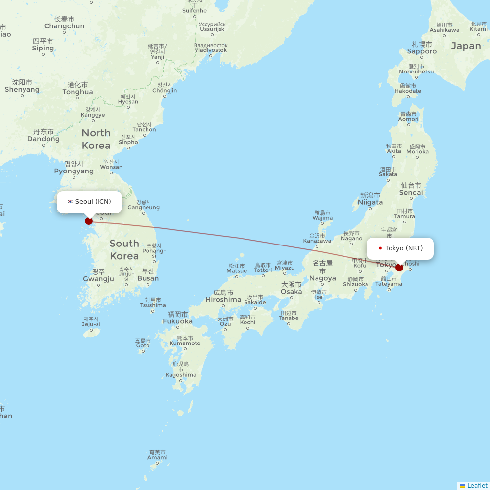 Perimeter Aviation at NRT route map