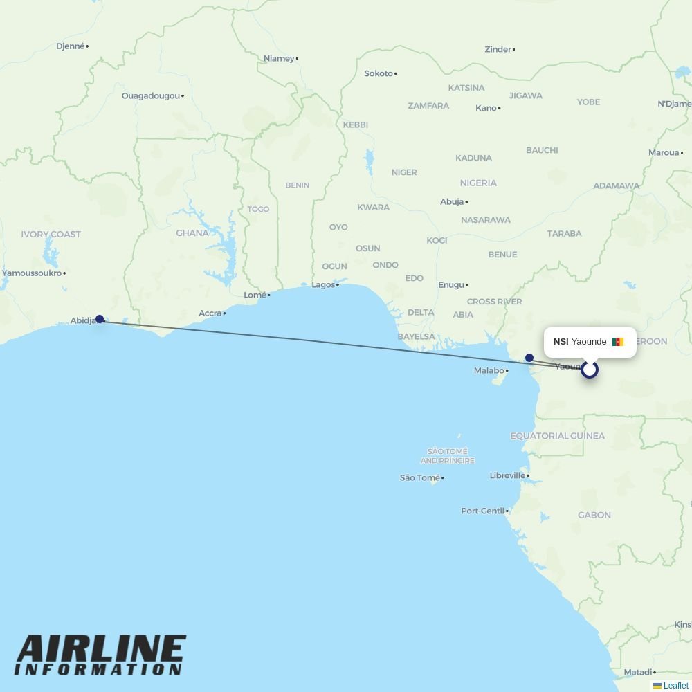 Air Cote DIvoire routes from NSI