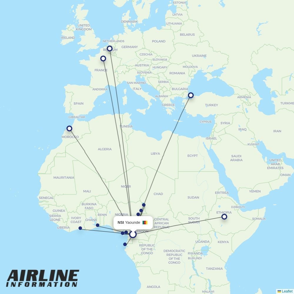 ASKY Airlines routes from NSI