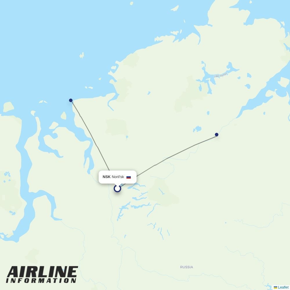 KrasAvia routes from NSK