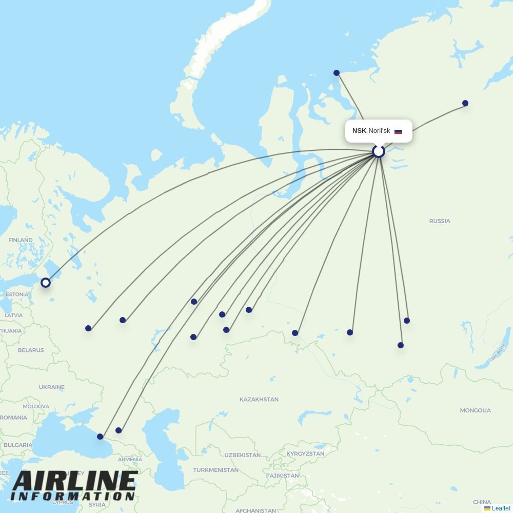 S7 Airlines routes from NSK