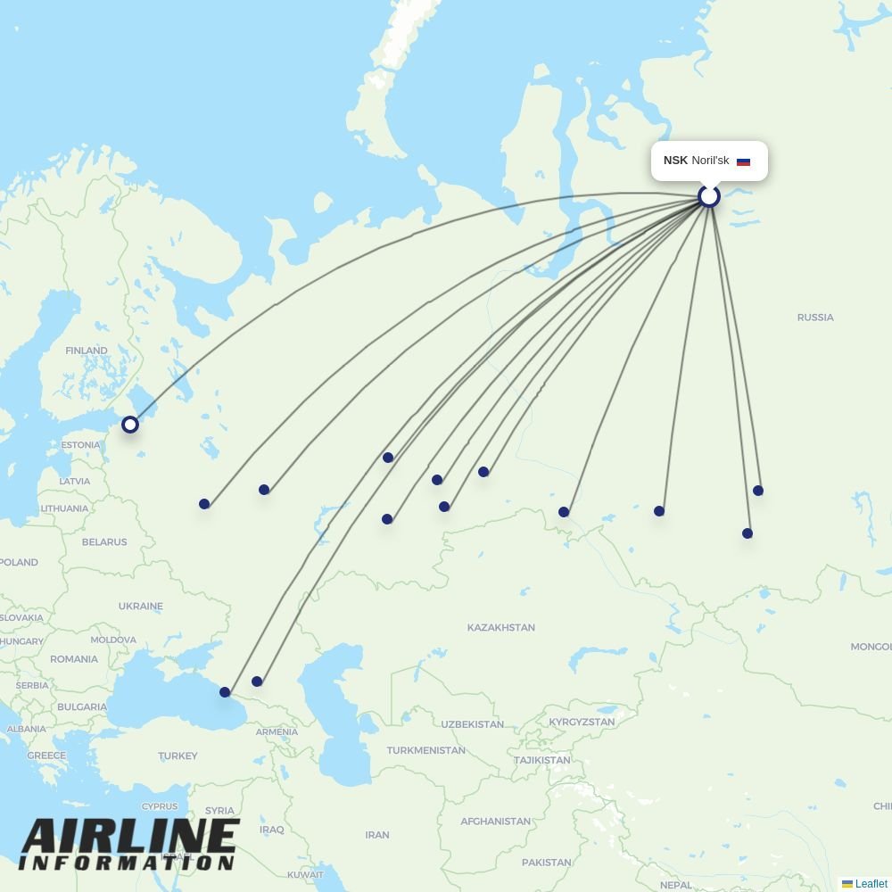 NordStar routes from NSK
