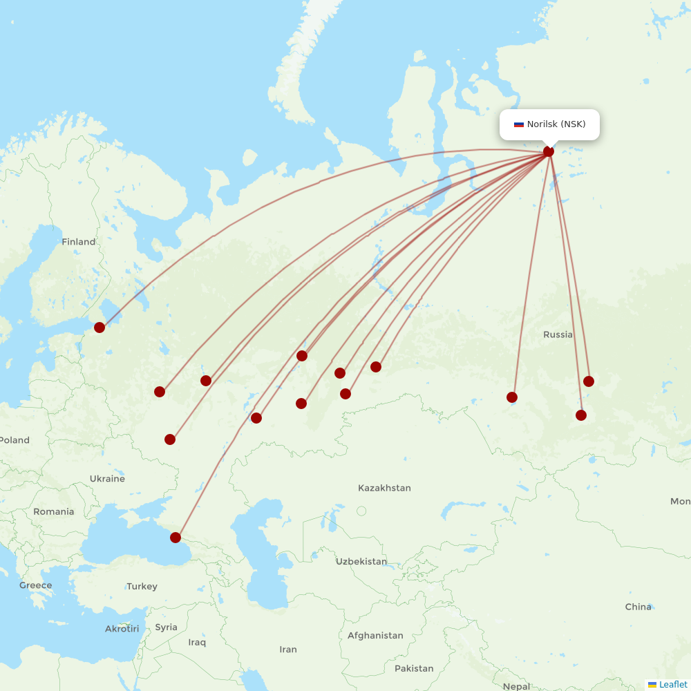 NordStar Airlines at NSK route map