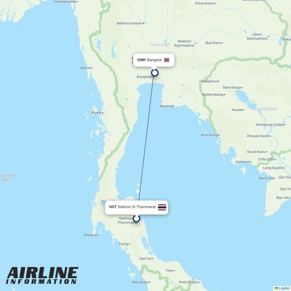 Thai Lion Air routes from NST