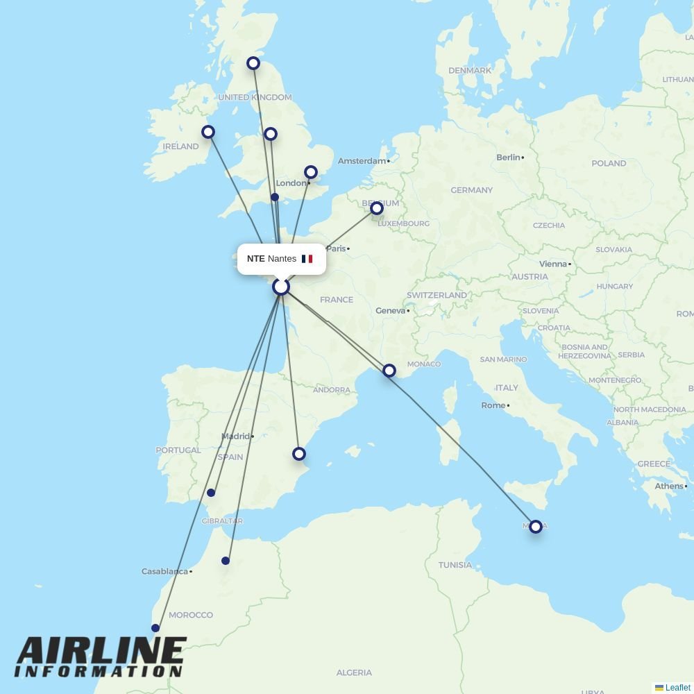 Ryanair routes from NTE