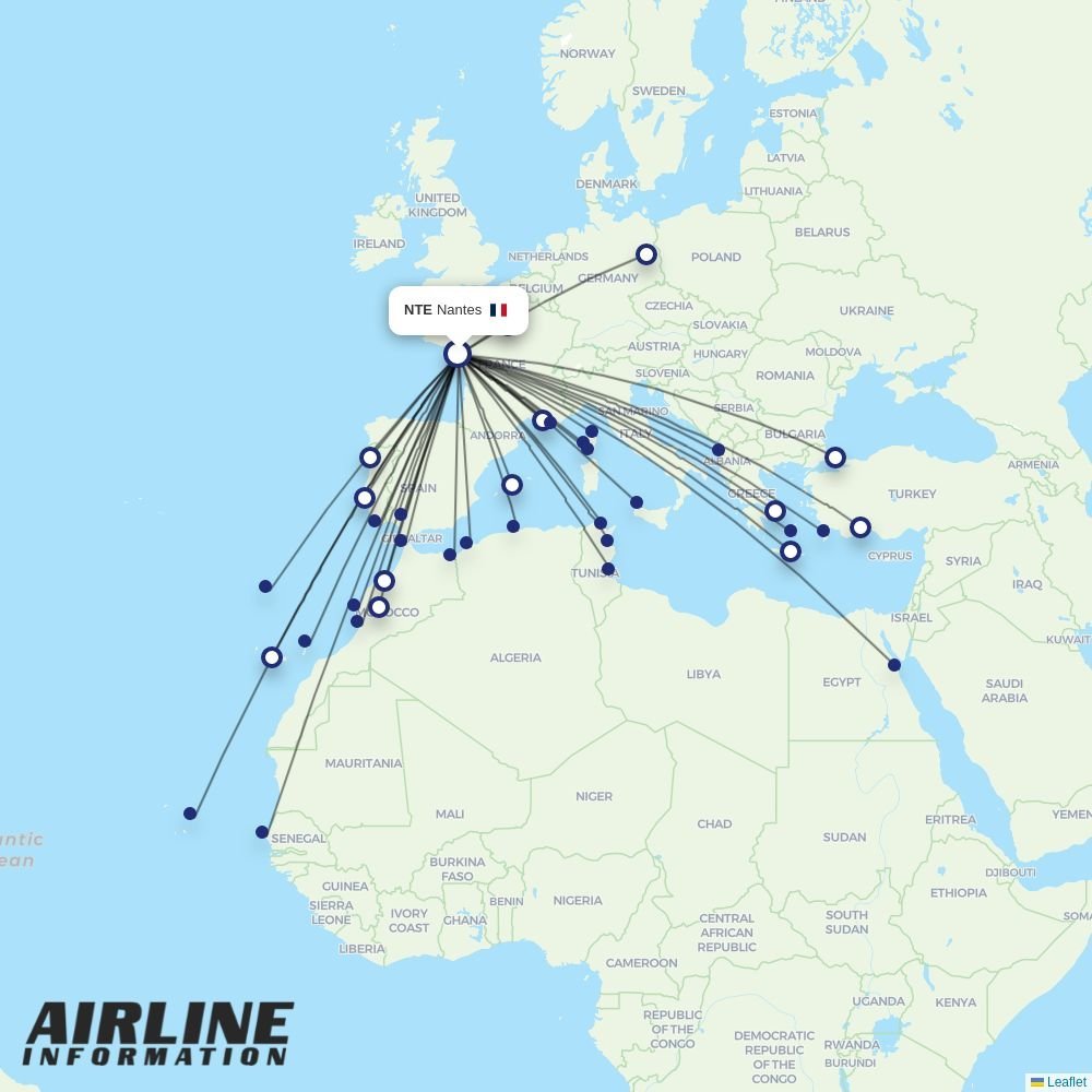 Transavia France routes from NTE