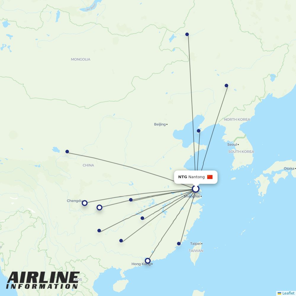 Donghai Airlines routes from NTG