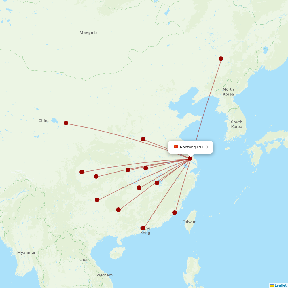 Donghai Airlines at NTG route map