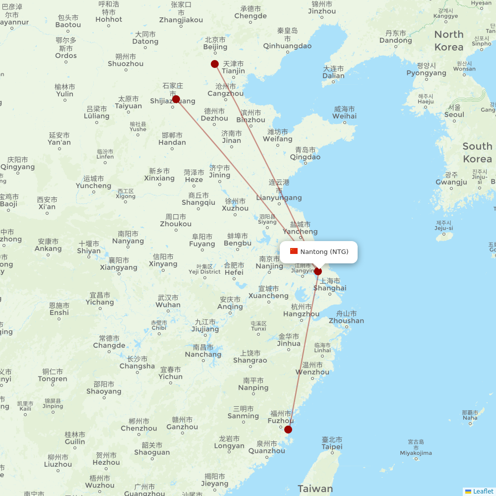 Hebei Airlines at NTG route map