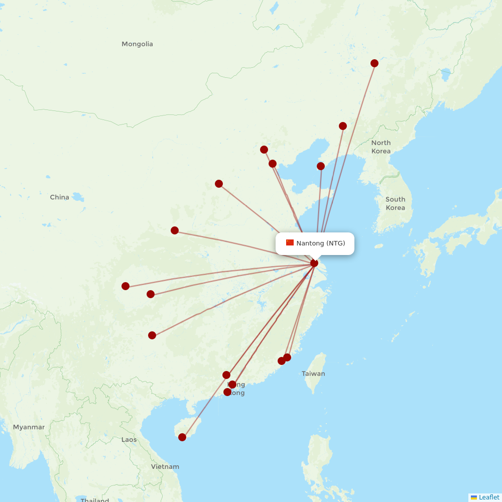 Shenzhen Airlines at NTG route map