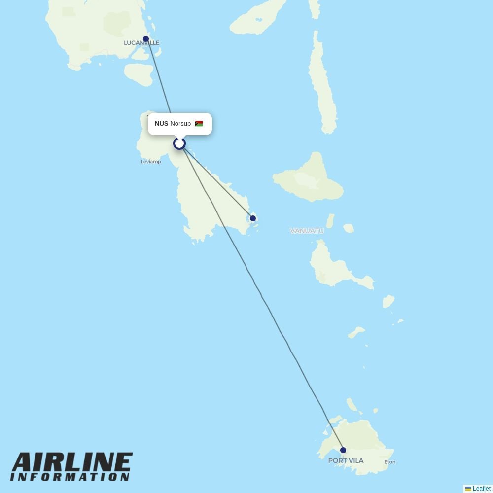 Air Vanuatu routes from NUS
