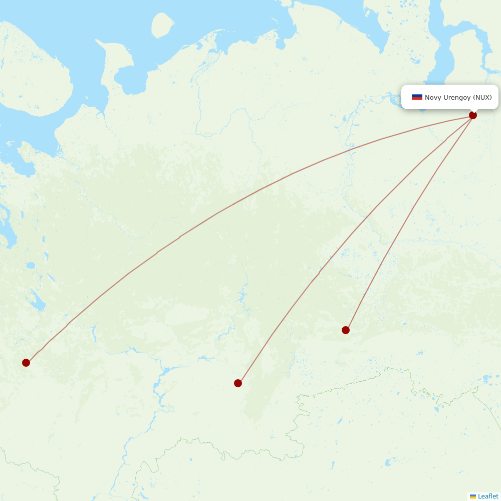 Gazpromavia at NUX route map