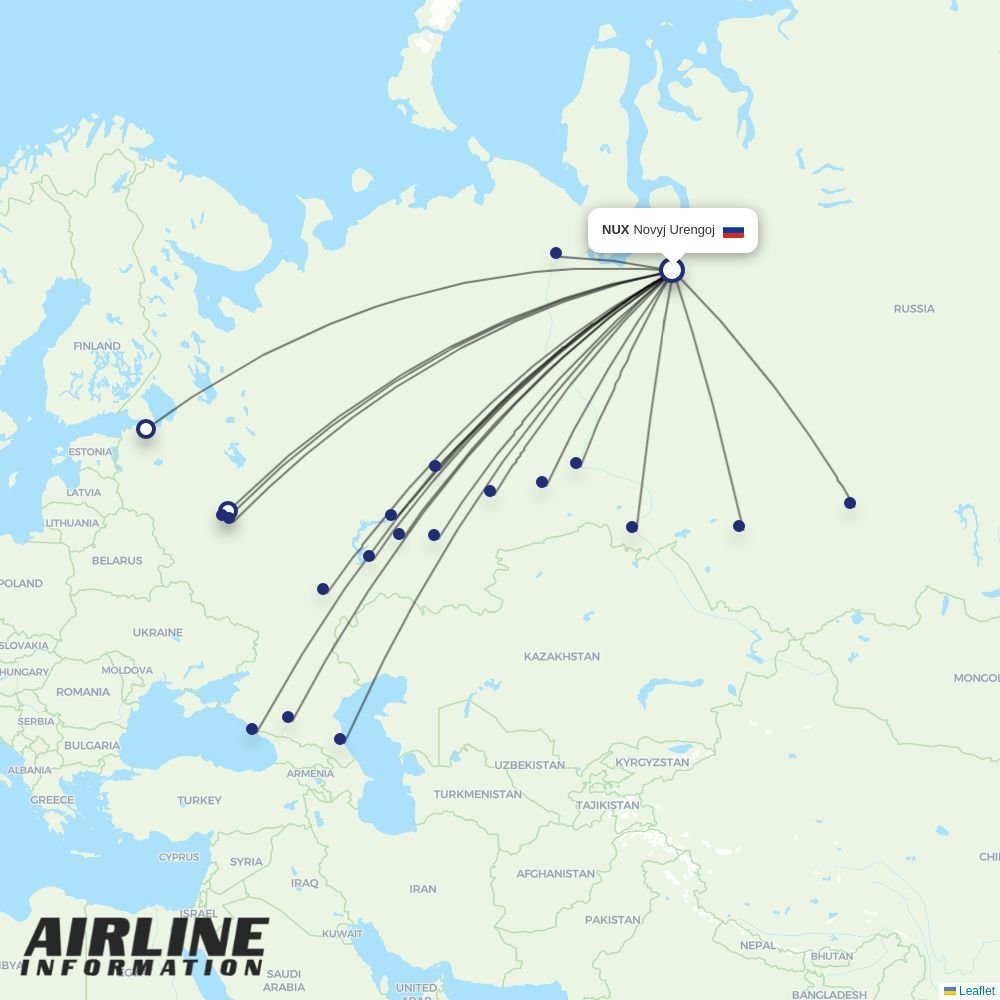 UTair routes from NUX