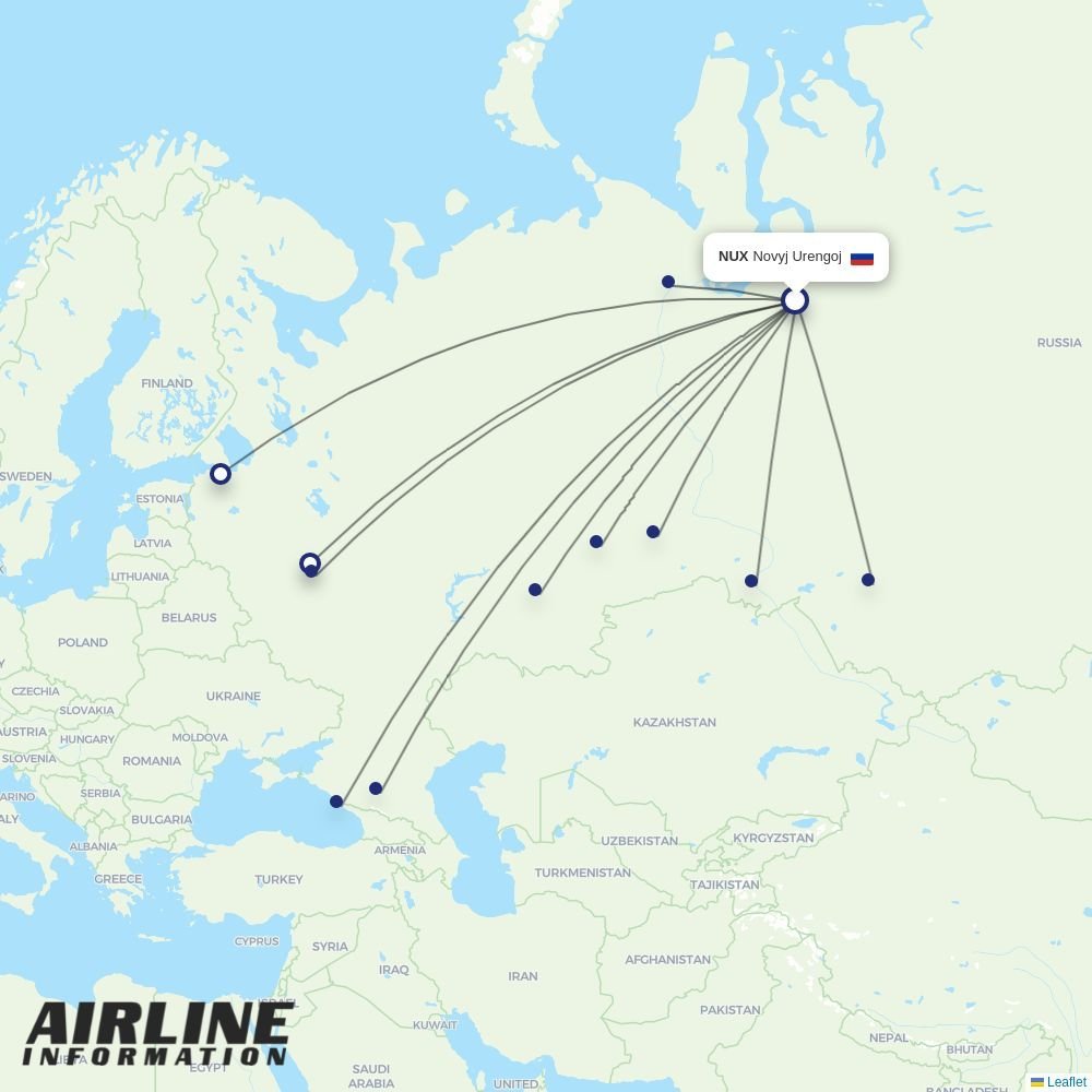 Yamal Airlines routes from NUX