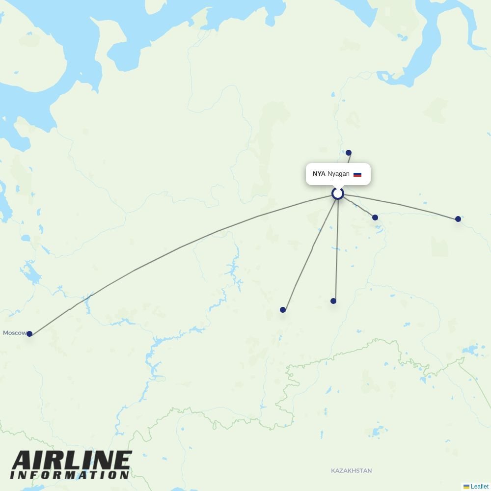 UTair routes from NYA