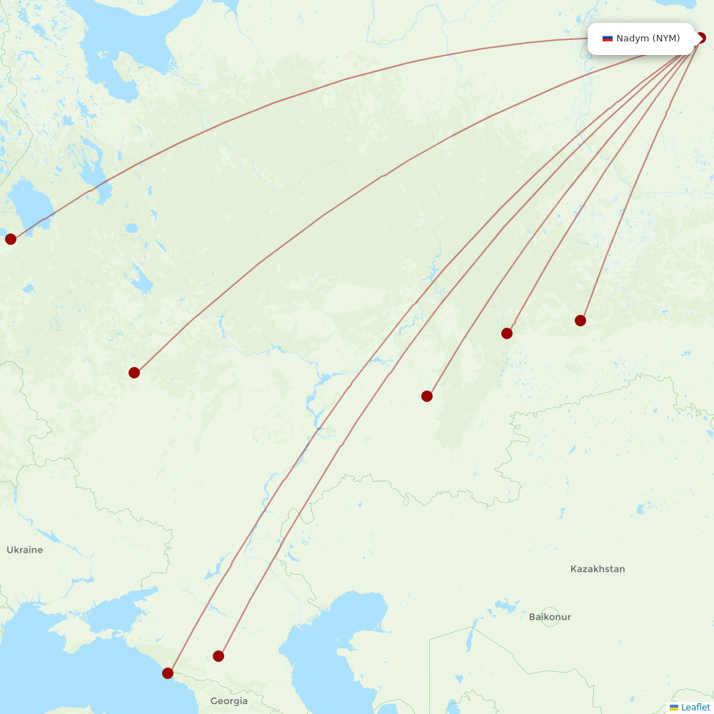 Yamal Airlines at NYM route map