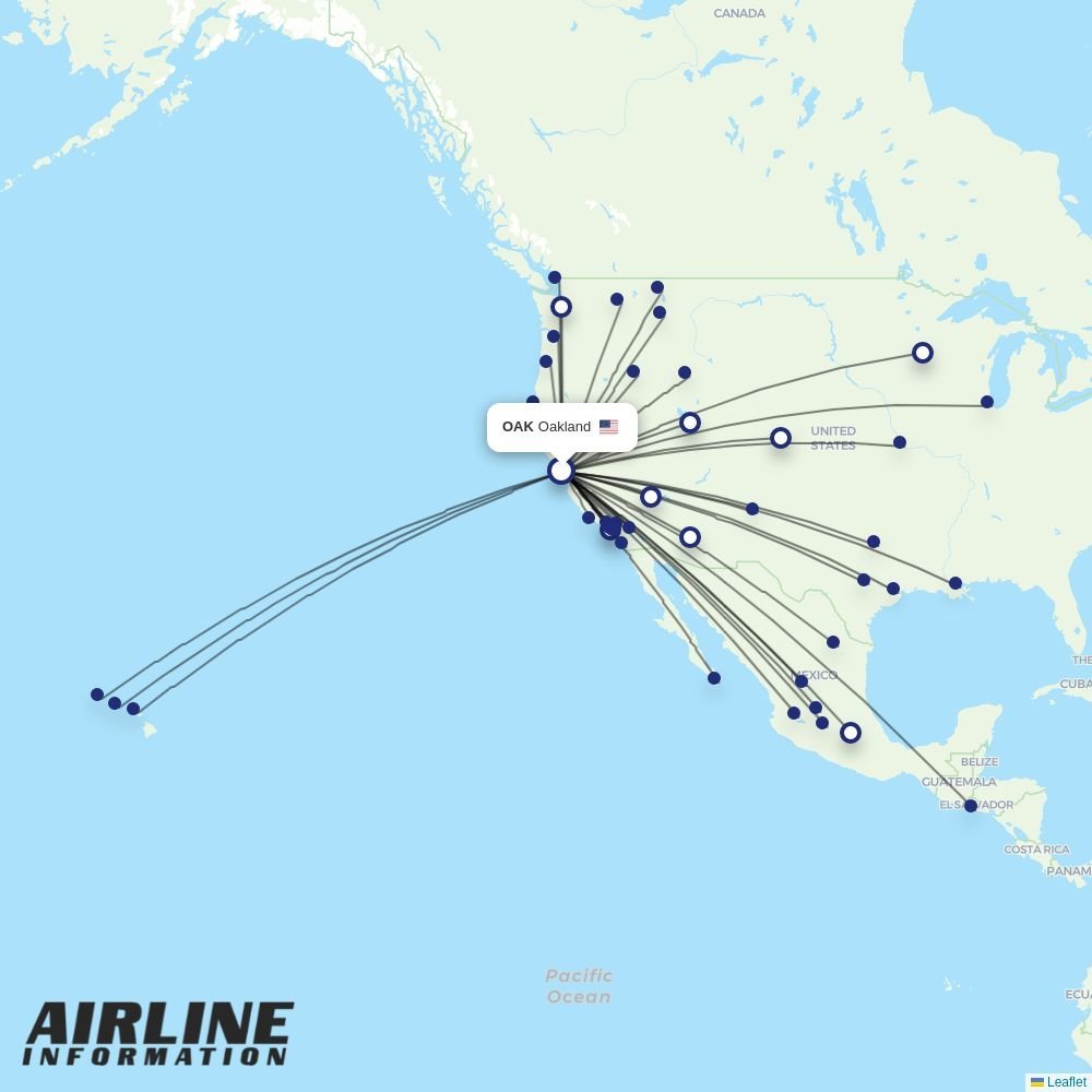 Southwest routes from OAK