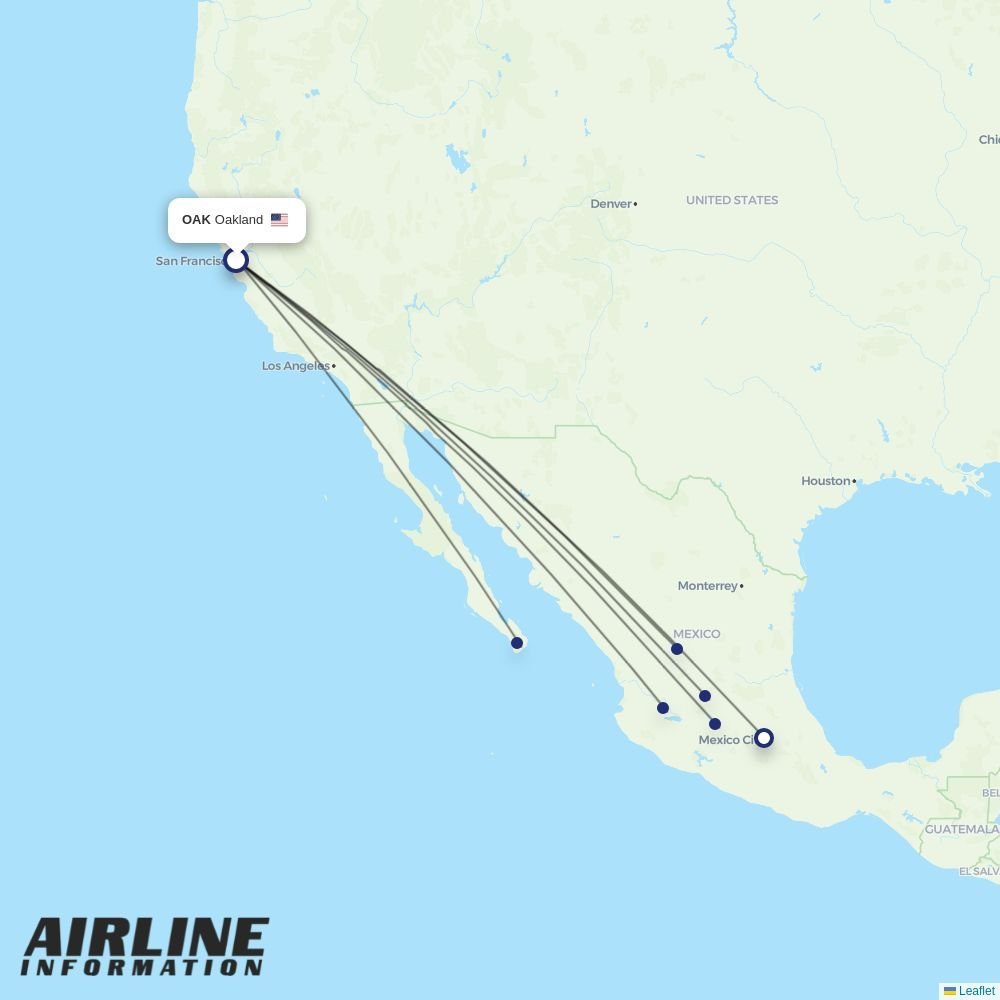 Volaris routes from OAK