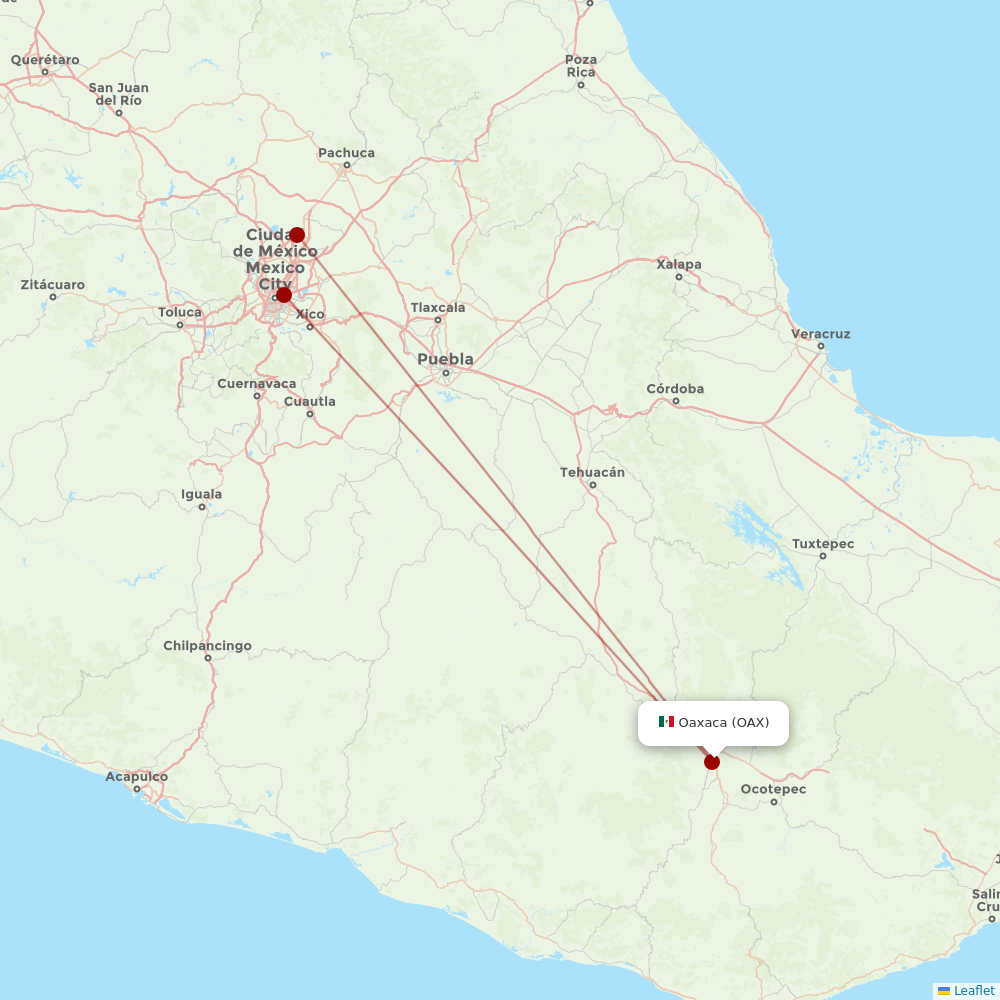 Aeromexico at OAX route map