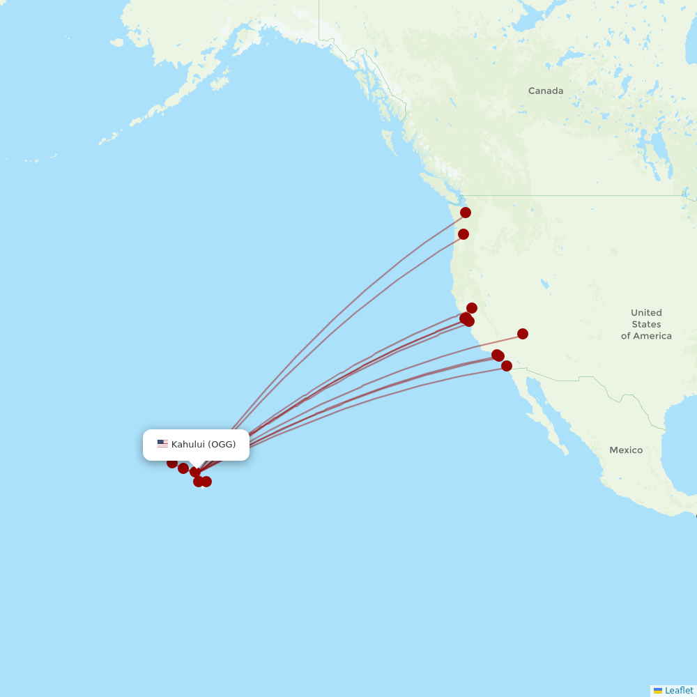 Hawaiian Airlines at OGG route map