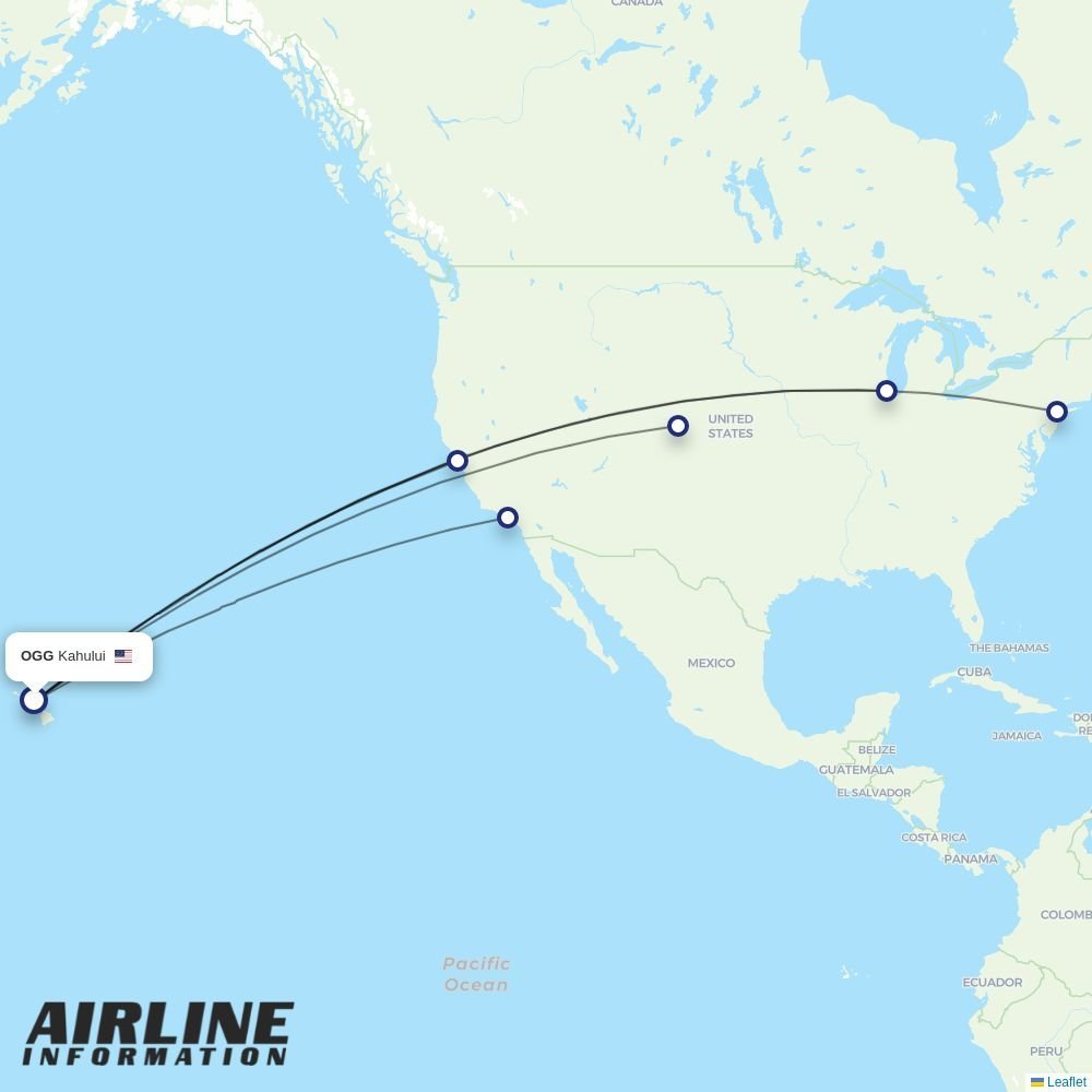 United routes from OGG