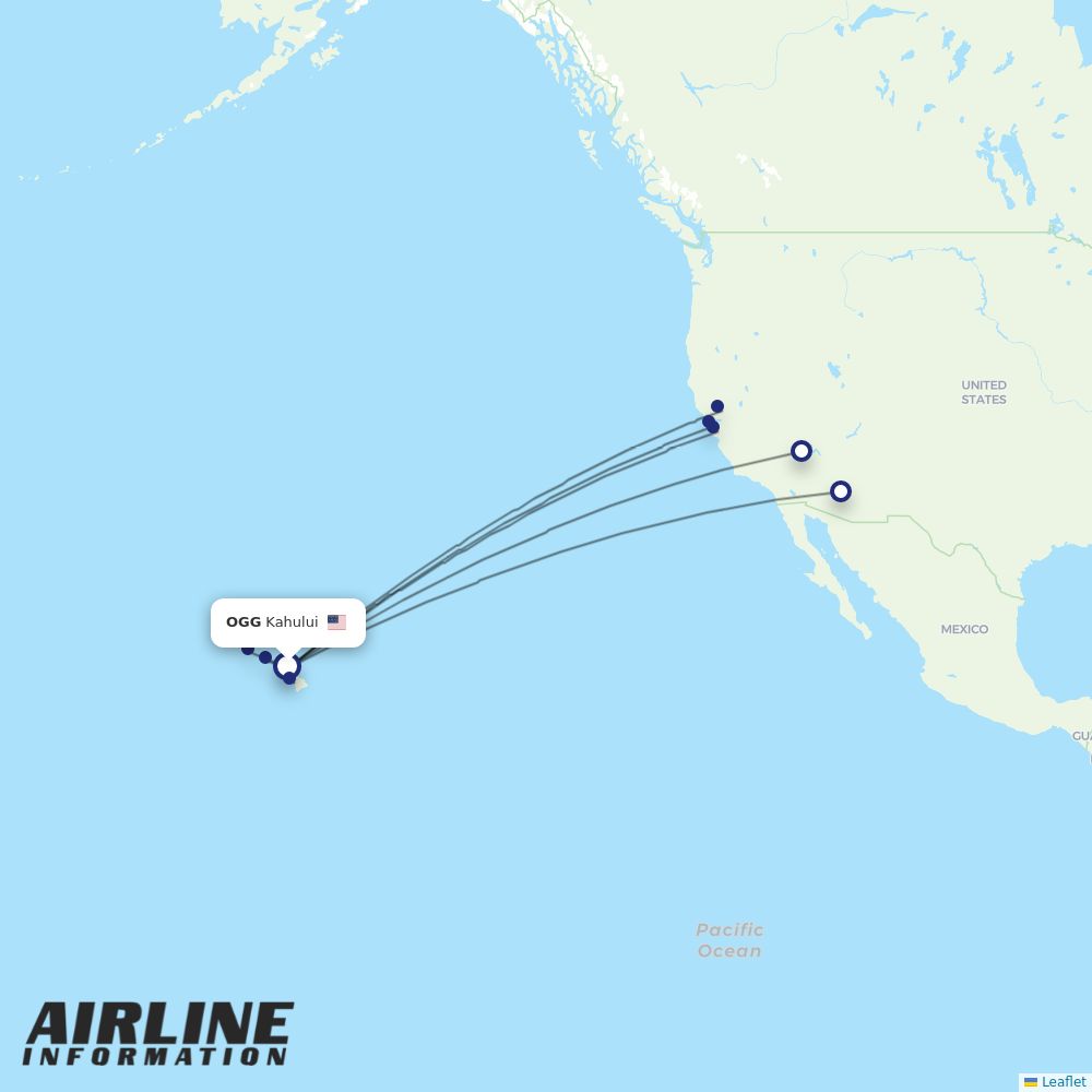 Southwest routes from OGG
