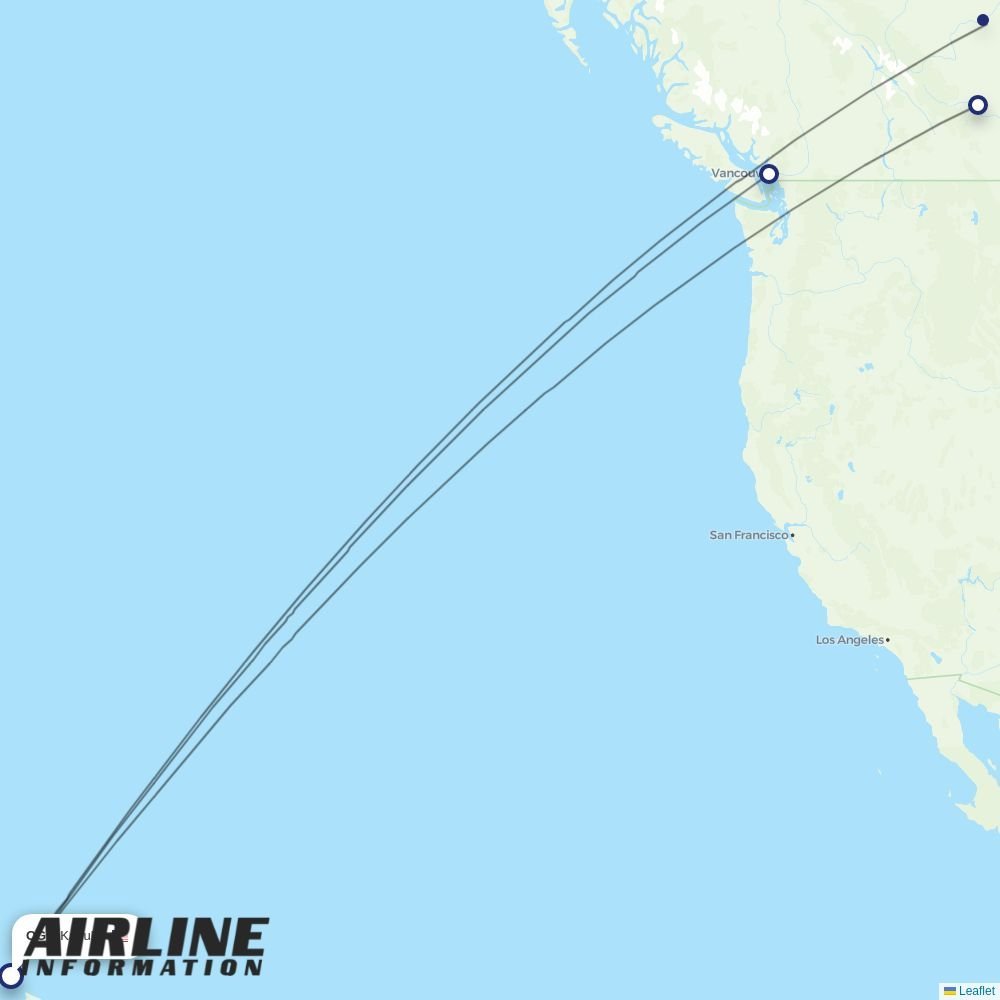 WestJet routes from OGG