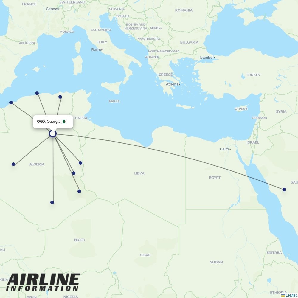 Air Algerie routes from OGX