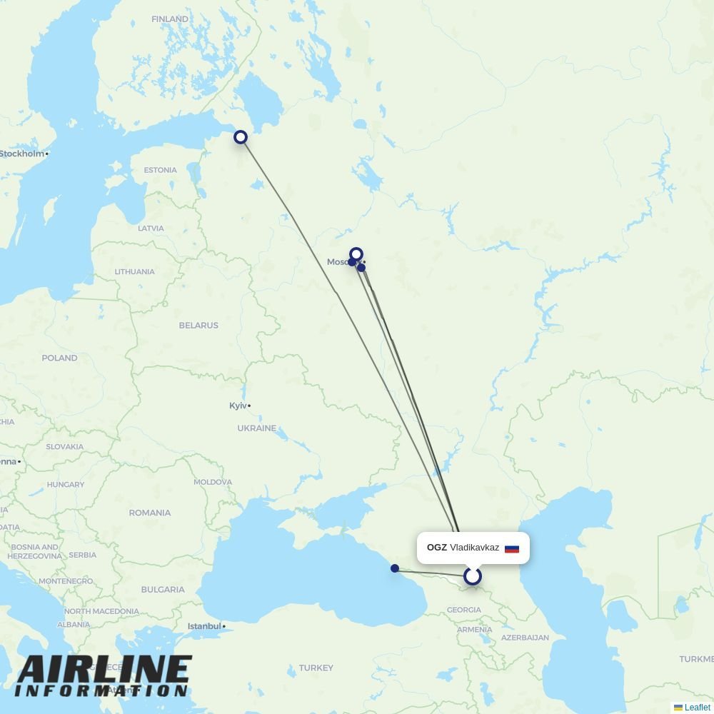 Pobeda routes from OGZ