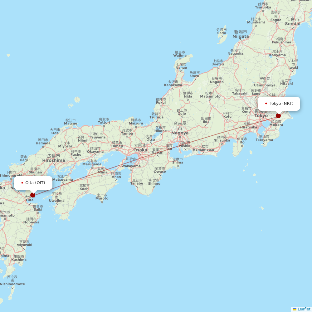 Jetstar Japan at OIT route map