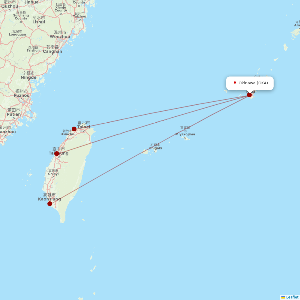 China Airlines at OKA route map